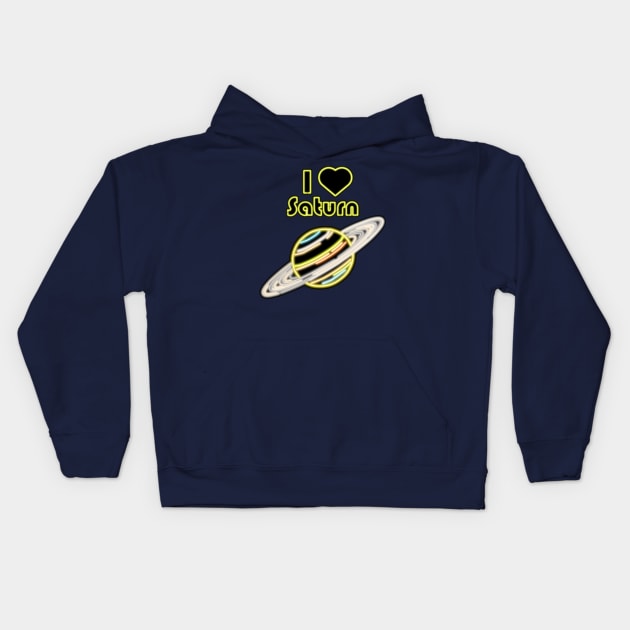 Electric Solar System I Love Saturn Kids Hoodie by gkillerb